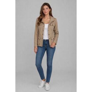 Jones New York Sport Tan Jacket Size M Cotton Stretch Utility Style